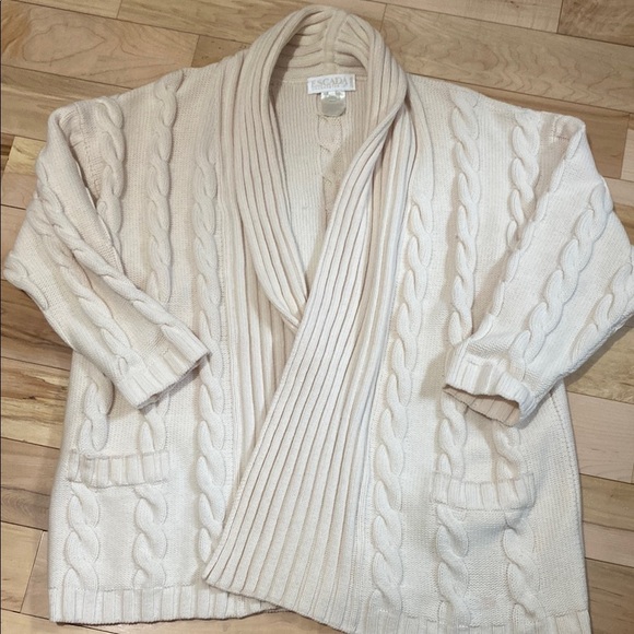 Escada Margaretha Ley Cream Cable Knit Sweater - Picture 1 of 17